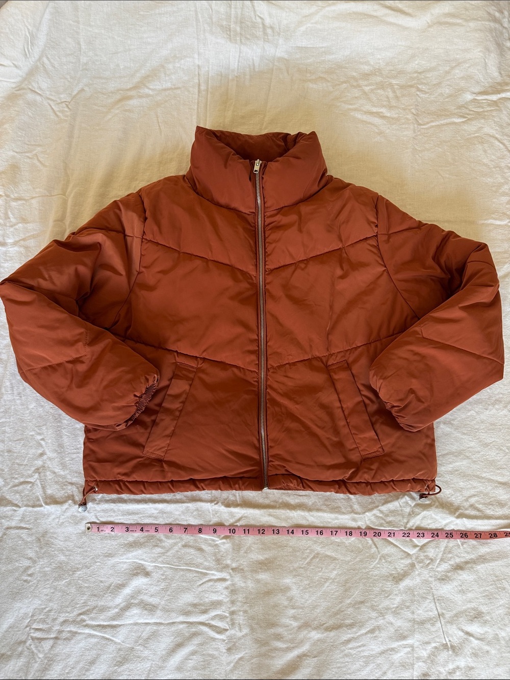 H&M Brick Orange Cropped Puffer Jacket